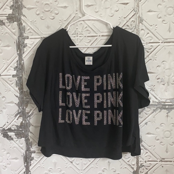 PINK Victoria's Secret Tops - Love pink cropped lounge tee